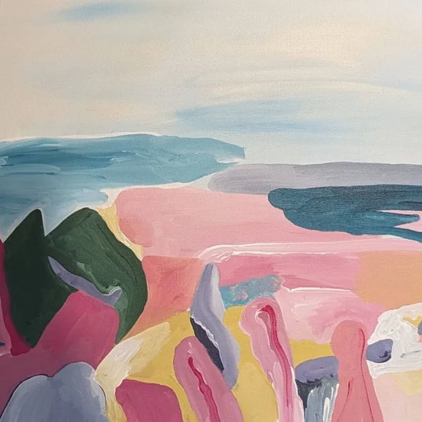 Aurora Garden – brushwork detail, acrylic on canvas