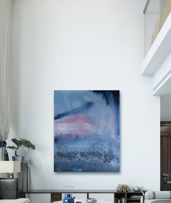 Cotton Sky – living room, acrylic, foam and glitter on canvas