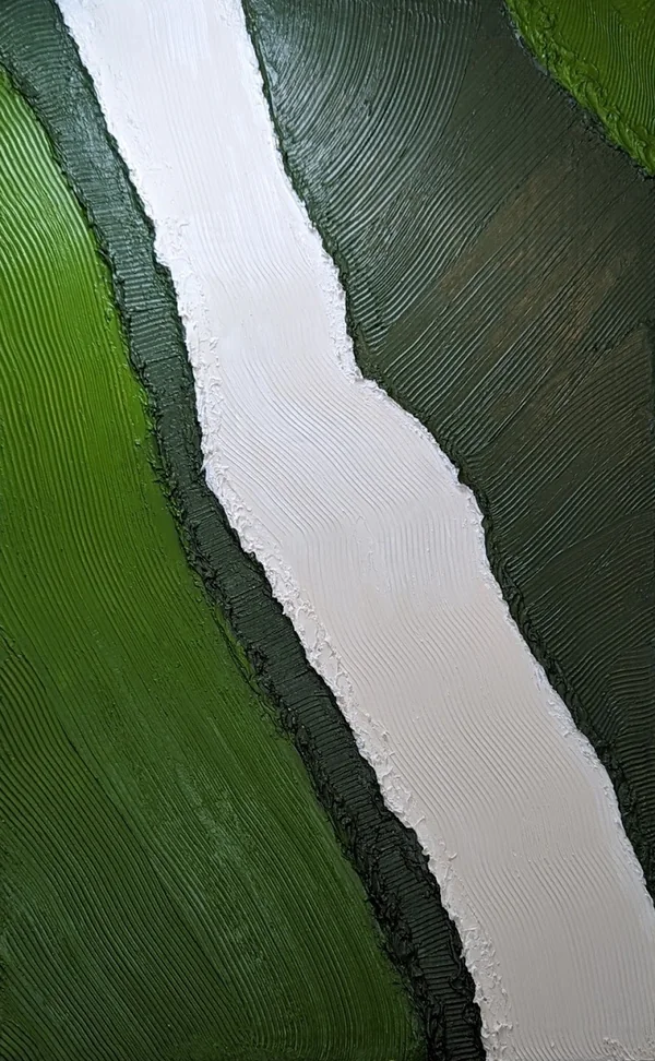 Emerald River – hung vertically, acrylic on canvas