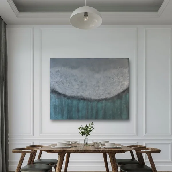 Serenvale – dining room, acrylic, spray paint and glitter on canvas