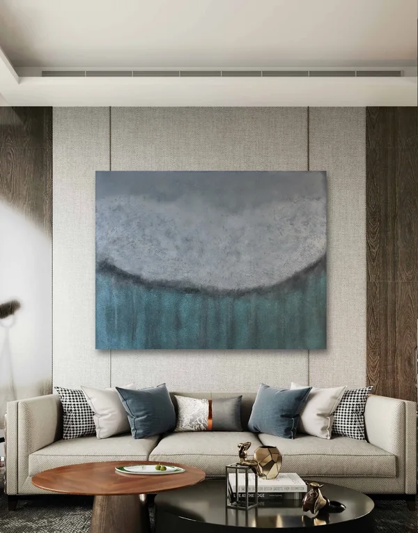 Serenvale – room view, acrylic, spray paint and glitter on canvas